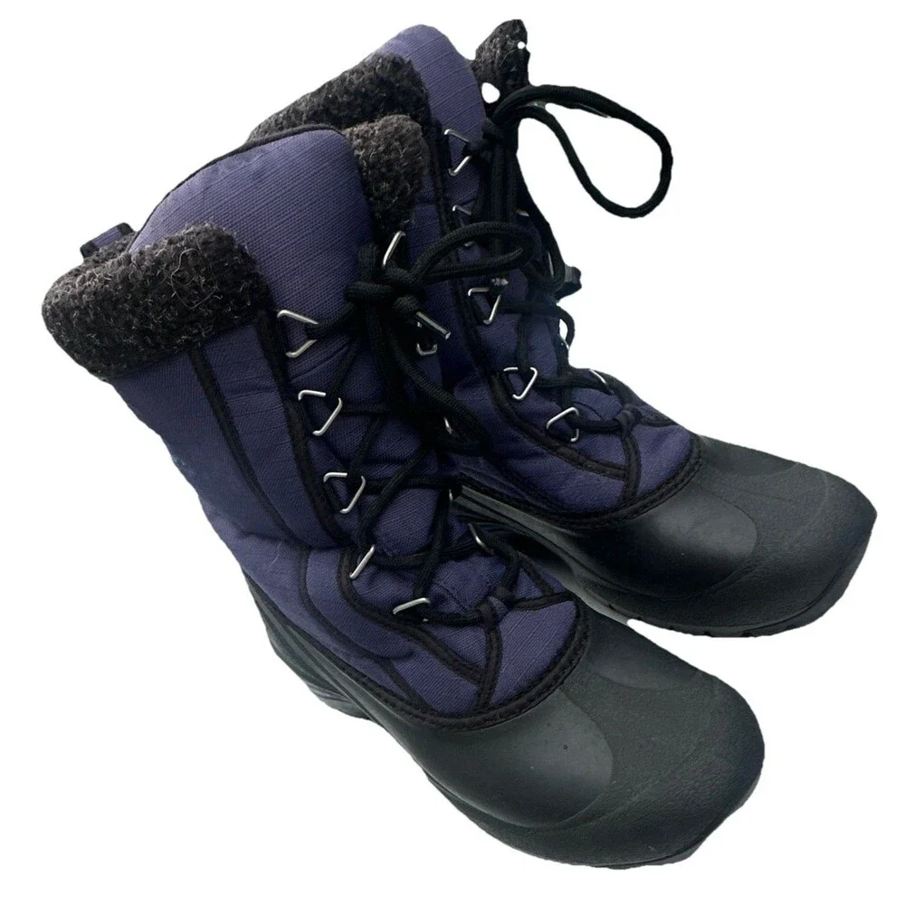 Sorel NL1436 Womens 7.5 Winter Snow Boots Purple Black Faux Fur Waterproof